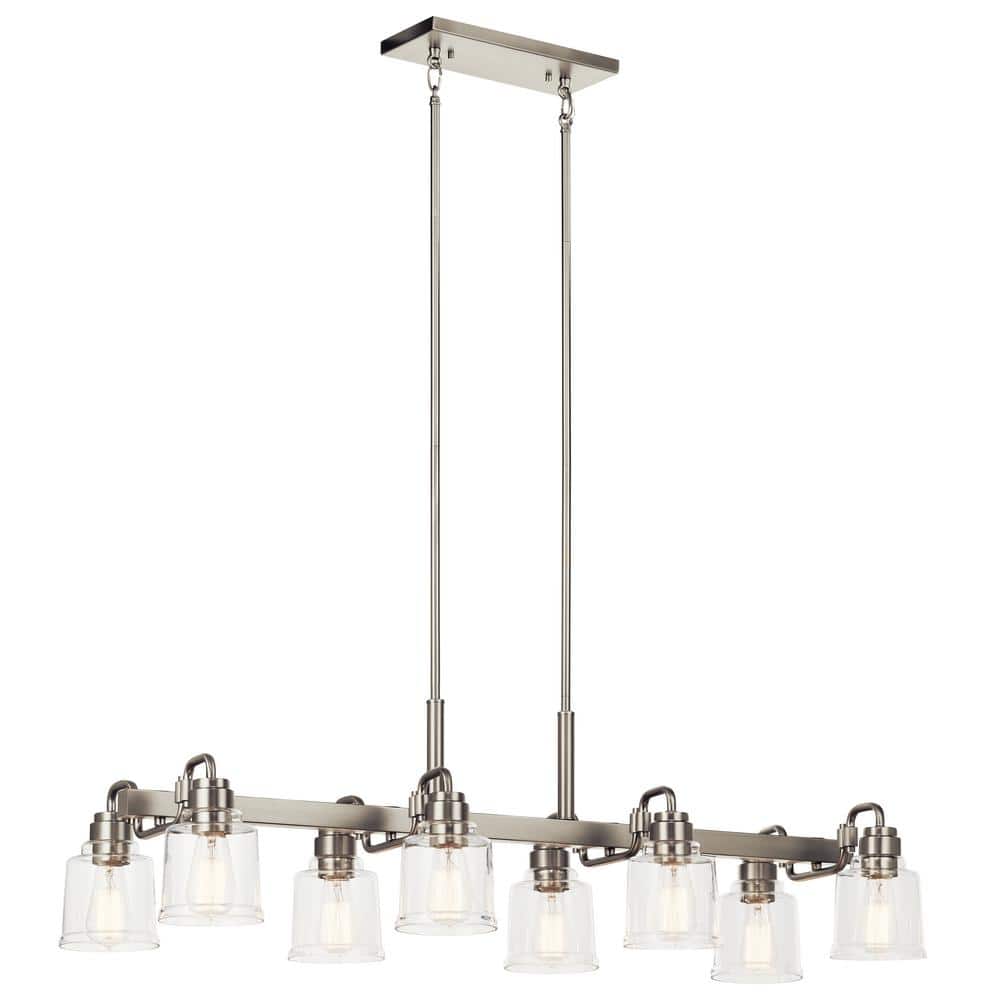 Aivian Nickel Textured 8-Light Industrial Chandelier with Clear Glass