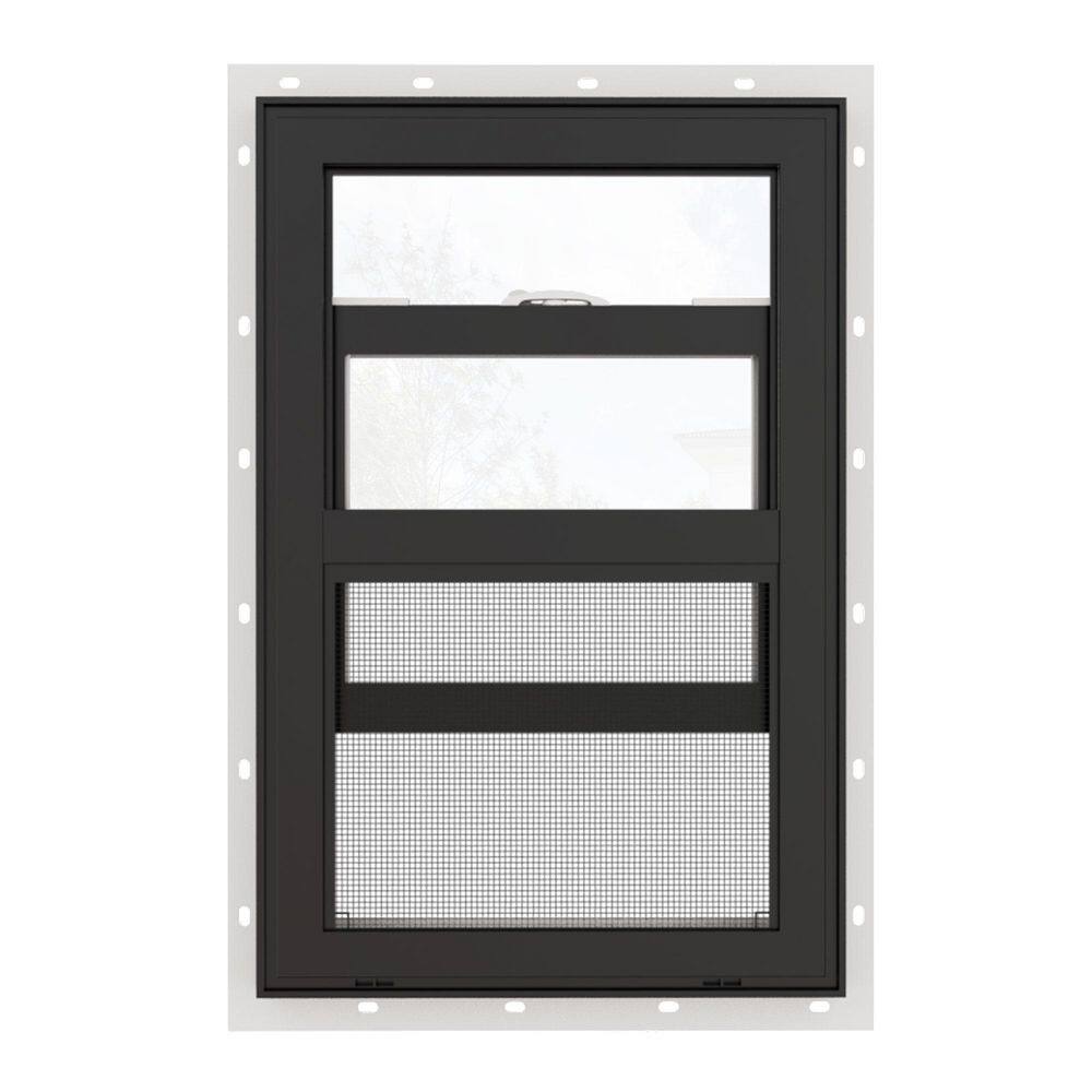 28 in. x 36 in. 62-Series Double Glazed Single Hung Vinyl Window with Tempered Glass, White Interior with Black Exterior price history on PriceWatchPro
