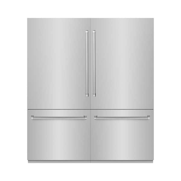 ZLINE Kitchen and Bath 72 in. 39.6 cu. ft. Built-in Bottom Freezer Refrigerator w/ Water Dispenser in Stainless Steel w/ Graphite Gray Interior