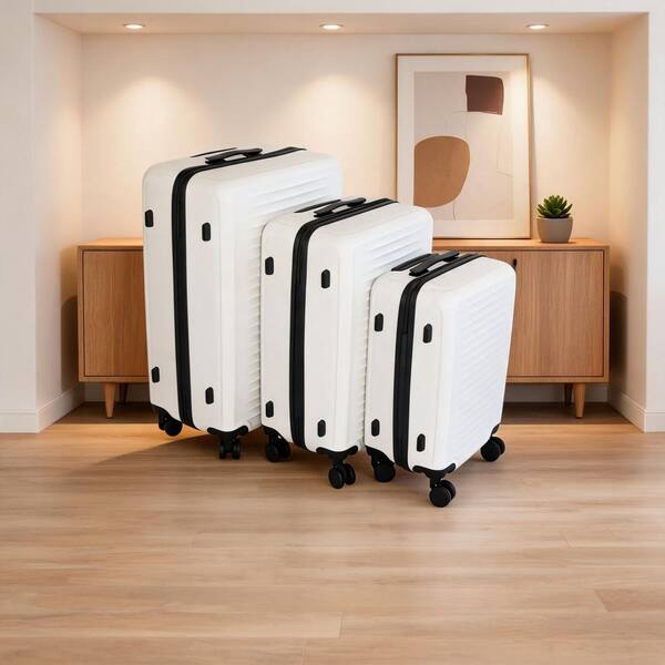 LIVACA 3-Piece White ABS Plastic Ultra Lightweight Hardside