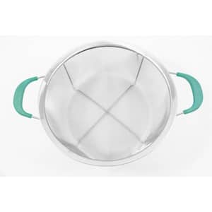 9" Reinforced Stainless Steel Mesh Colander w/Teal Silicone Handles