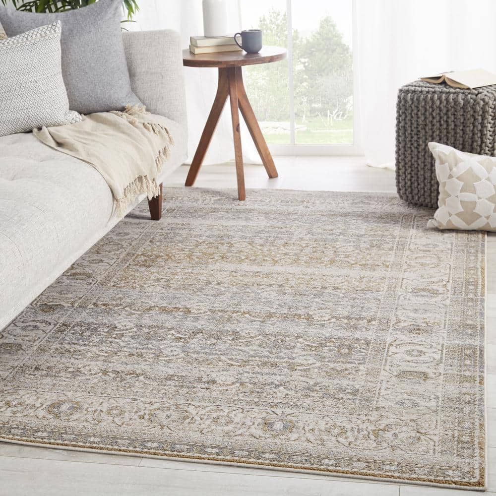 Sinclaire Vintage-Inspired Gray and Cream Lattice Area Rug - 10'6"x7'10"