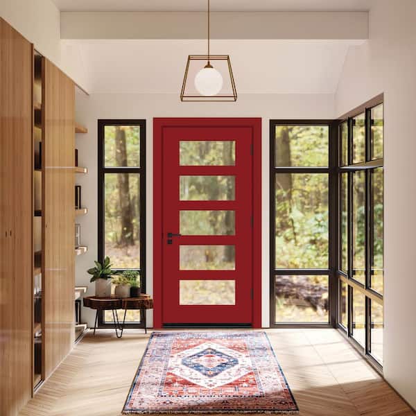 JELD-WEN 36 in. x 80 in. Flush Left Hand Inswing 5-Lite Clear
