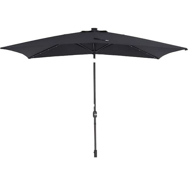 Unbranded 10 ft. x 6.5 ft. Mental Market Patio Umbrella in Black