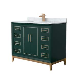 Marlena 42 in. W x 22 in. D x 35.25 in. H Single Bath Vanity in Green with White Carrara Marble Top
