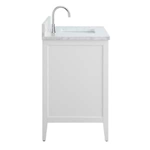 42 in. W x 22 in. D x 34 in. H Single Sink Bathroom Vanity Cabinet in White with Engineered Marble Top