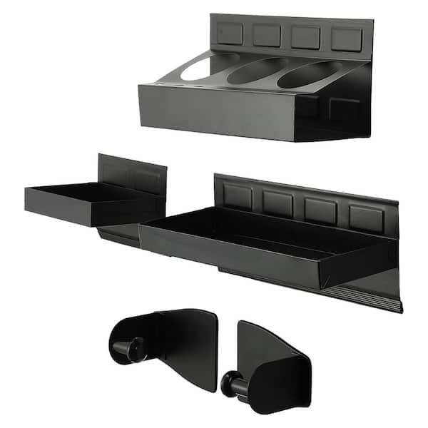 Black Steel Magnetic Tool Tray Organizer Set Powerful Magnets Prevent Scratches 4-Piece Variety Accessory