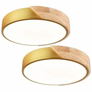 12.99 in. 1-Light Gold Flush Mount with No Glass Shade and No Light Bulb Type Included (2-Pack)