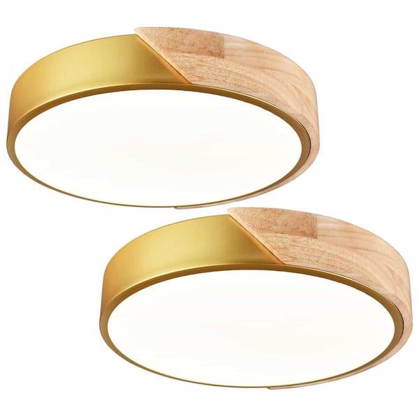 CLAXY 12.99 in. 1-Light Gold Flush Mount with No Glass Shade and No Light Bulb Type Included (2-Pack)