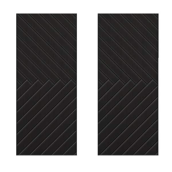 72 in. x 80 in. Hollow Core Black Painted Composite MDF Interior Double Closet Sliding Doors