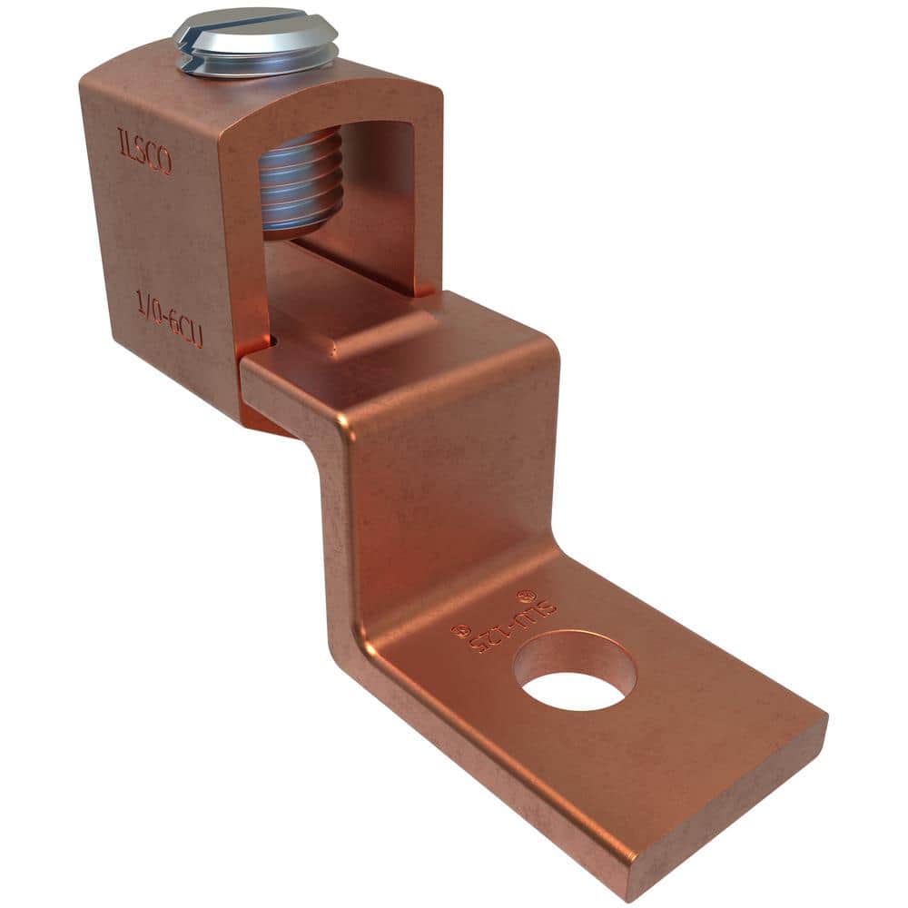 ILSCO Copper Mechanical Lug Offset, Conductor Range 1/0-6, 1 Port, 1-Hole, 1/4 in. Bolt Size (3-Pack) -  SLU-125-EC