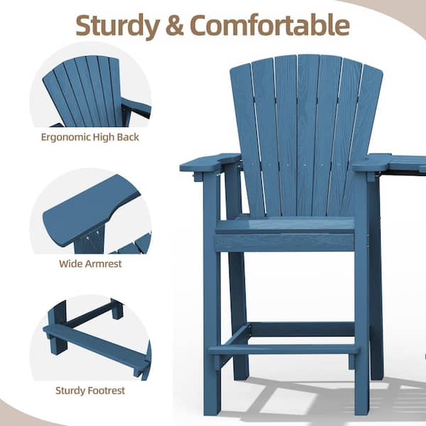 JEAREY HDPE Plastic Tall Adirondack Chair (Set of 2) Outdoor