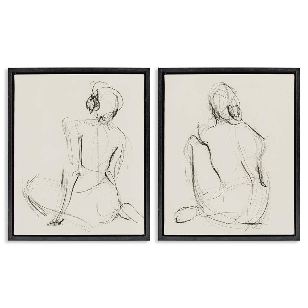 Sitting Female Figure Drawing by Victoria Barnes 2 Piece Black Floater Frame People Graphic Art Print 21 in. x 17 in. price history on PriceWatchPro