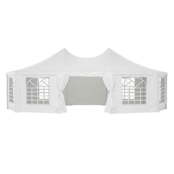 29 ft. x 21 ft. Outdoor White Heavy Duty Canopy Pavilion Shelter Tent with 1 Doors and 7 Windows for Wedding and Party