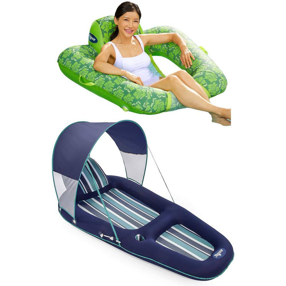 UPC 193802304756 product image for Blue and Light Green Inflatable Lounger with Canopy and Zero Gravity Inflatable  | upcitemdb.com