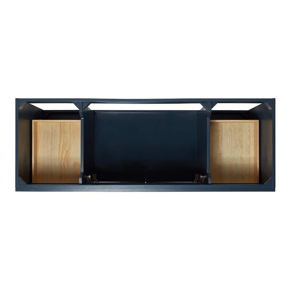 Midnight Blue 60" Freestanding Wood Vanity Cabinet with Gold Hardware