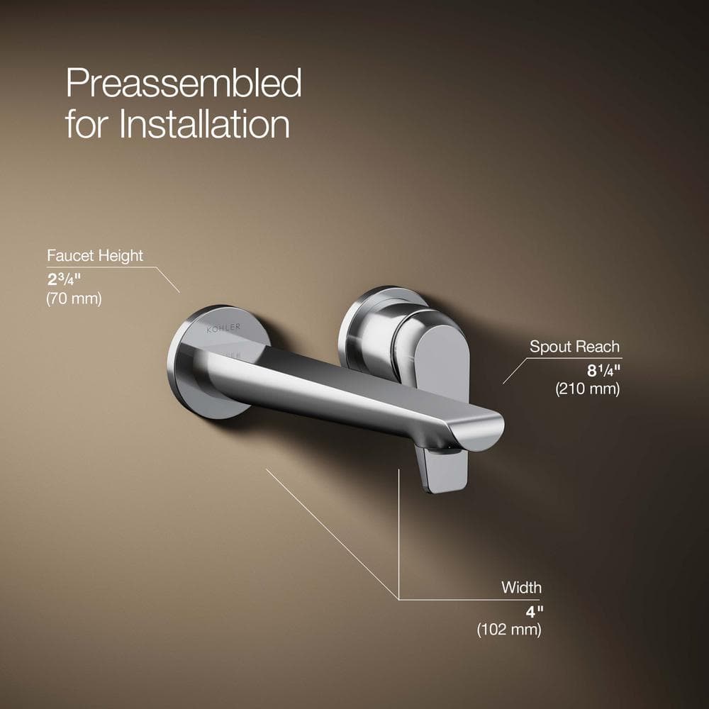 Polished Chrome Single-Handle Wall-Mount Bathroom Faucet