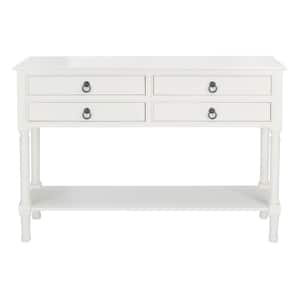 Haines 13 in. White Rectangle Wood Console Table with Drawer