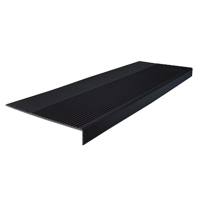 Light Duty Ribbed Design Black 12-1/4 in. x 36 in. Rubber Square Nose Stair Tread