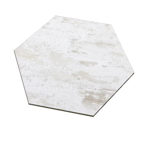 French Country Birch White 8 in. x 8 in. Hexagon Wood Look Glass Wall Tile (8 sq. ft./Case)