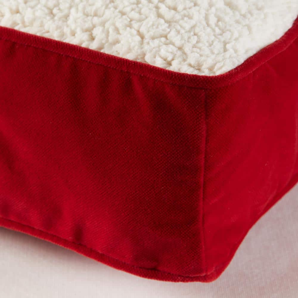 Small Crimson Orthopedic Dog Bed with Sherpa Panel