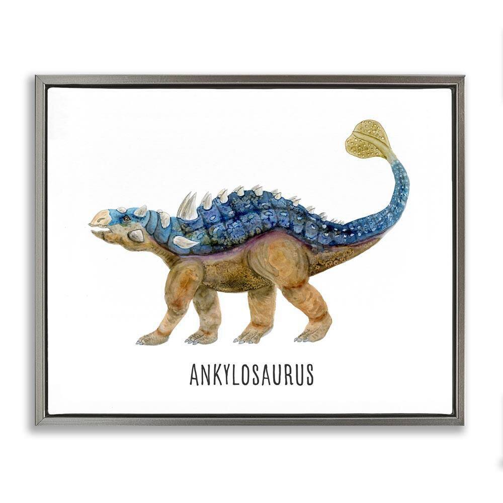 Ankylosaurus Dinosaur Learning by Brett Blumenthal Gray Floater Frame Animal Graphic Art Print 17 in. x 21 in. price history on PriceWatchPro