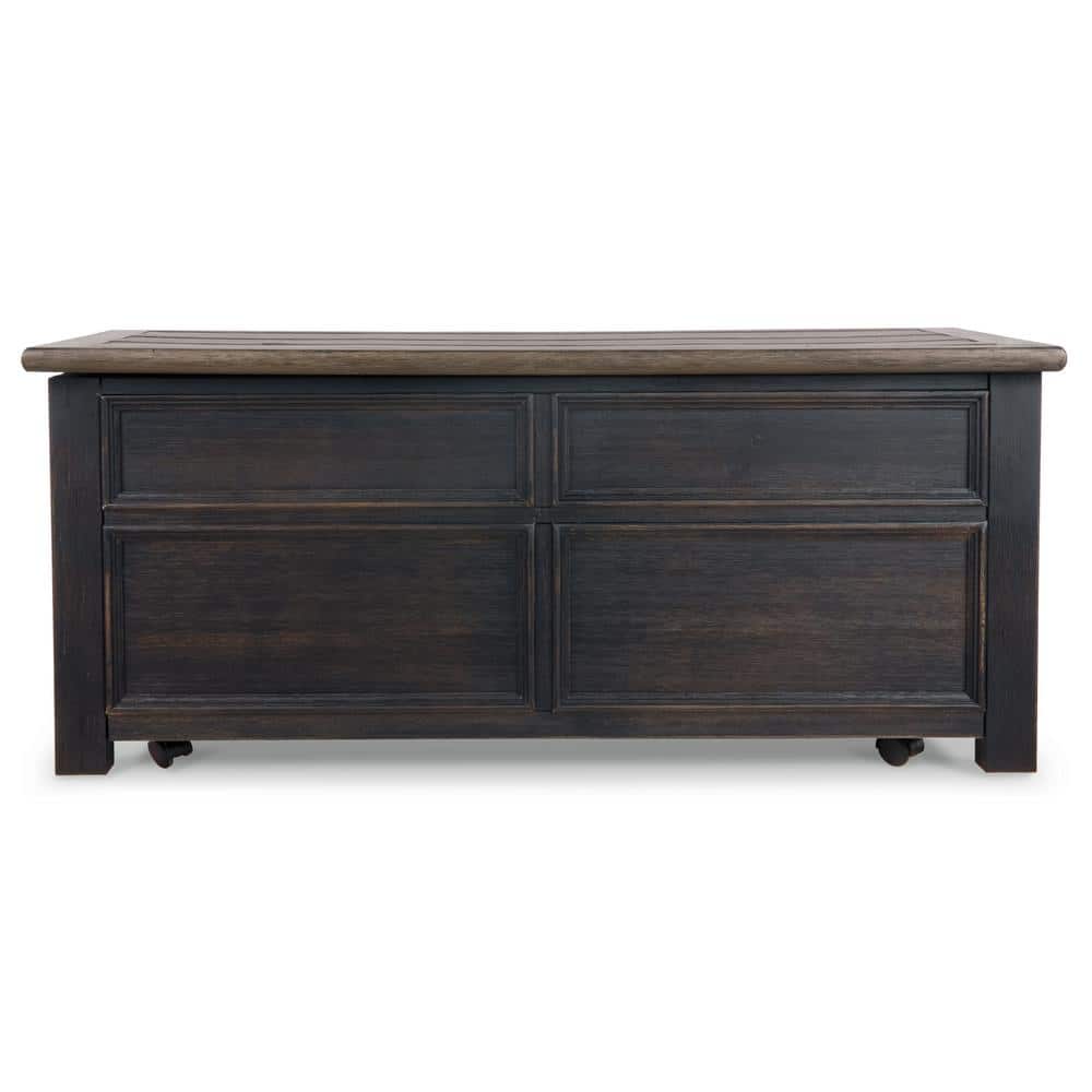 Contemporary Black/Brown Wood Lift-Top Coffee Table with Storage