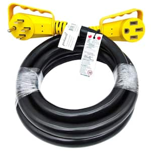 10 ft. 6/3+8/1 50A 125/250V Outdoor NEMA 14-50 RV/EV/Generator Extension Cord with Handle/Lighted End, Black