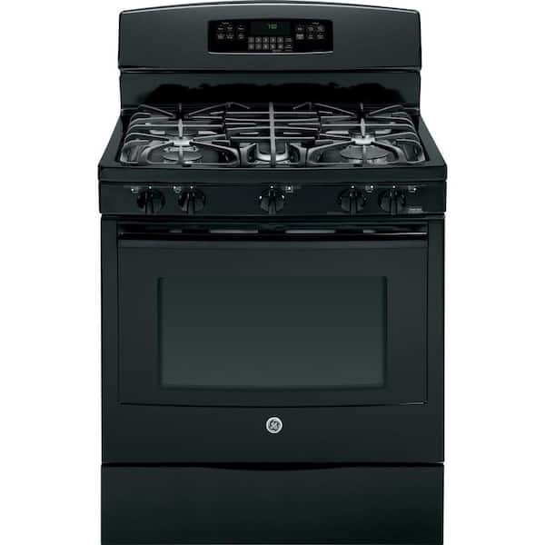 GE 5.6 cu. ft. Gas Range with Self-Cleaning Convection Oven in Black