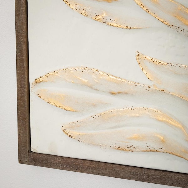 Gold-Brushed Raised Protea Decorative Sign 38.5 in. x 38 in.