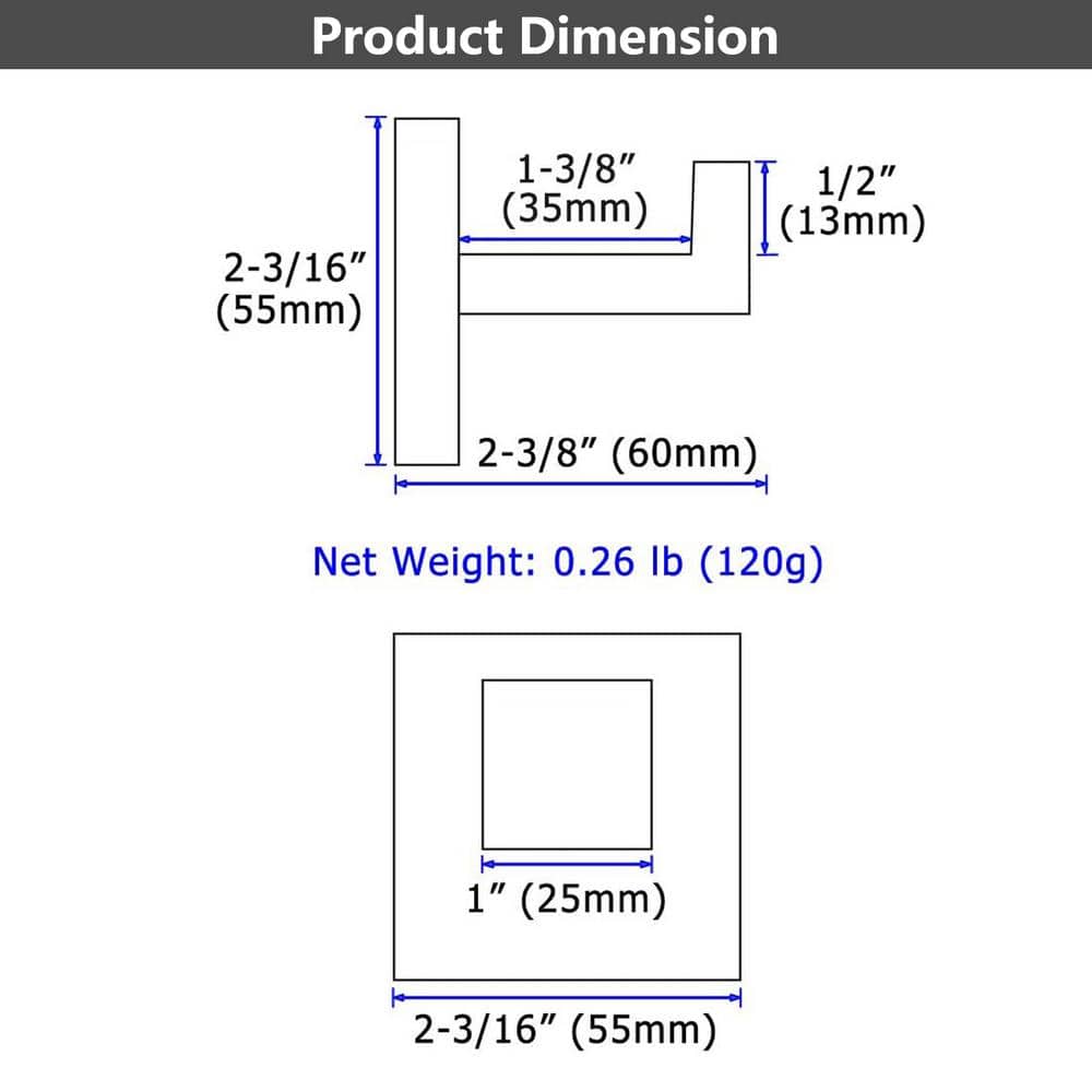 Matte Black Stainless Steel Wall Mounted J-Hook Set