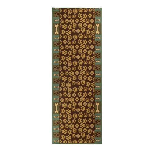 Pet Paw and Bones Green 36 in. W x 180 in. L Stair Runner 45 sq. ft.
