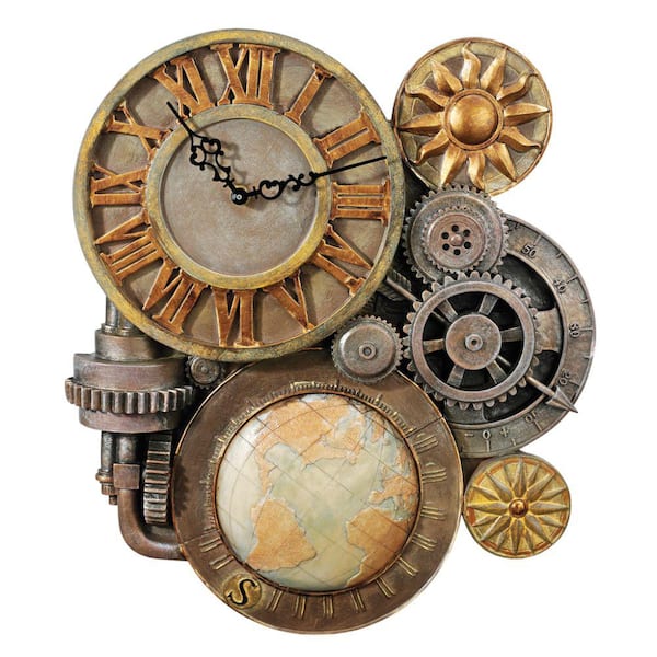 Design Toscano 17.5 in. x 15 in. Gears of Time Sculptural Wall Clock