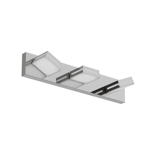 22 in. 3-Light Chrome LED Vanity Light with Acrylic Shade, Sleek Minimalist Design Wall Sconce