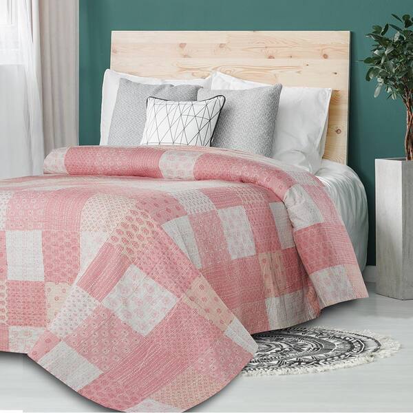 pink patchwork bedding