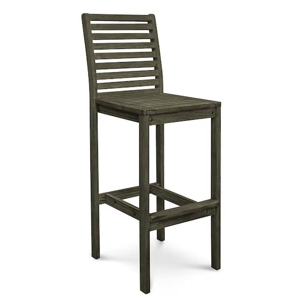 Amucolo Renaissance Wood Patio Hand-Scraped Wood Outdoor Bar Stool