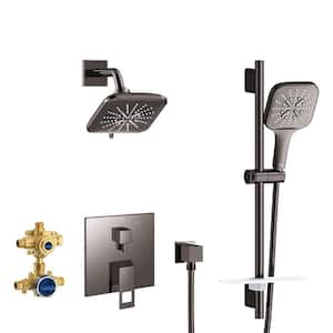 Eurocube 3-Spray Dual Wall Mount Fixed and Handheld Shower Head 1.75 GPM in Hard Graphite (Valve Included)