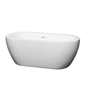 Soho 59.75 in. Acrylic Flatbottom Bathtub in White with Shiny White Trim