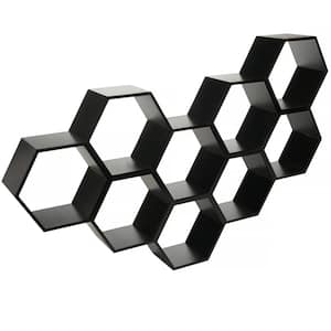 Excella Wooden Hexagon Honeycomb Bathroom Toilet Paper Shelf in Black