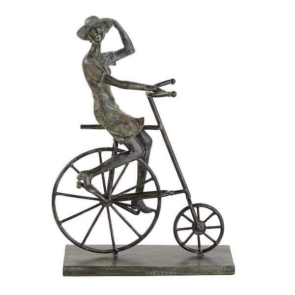 Litton Lane Bronze Polystone Traditional Bicycle Sculpture