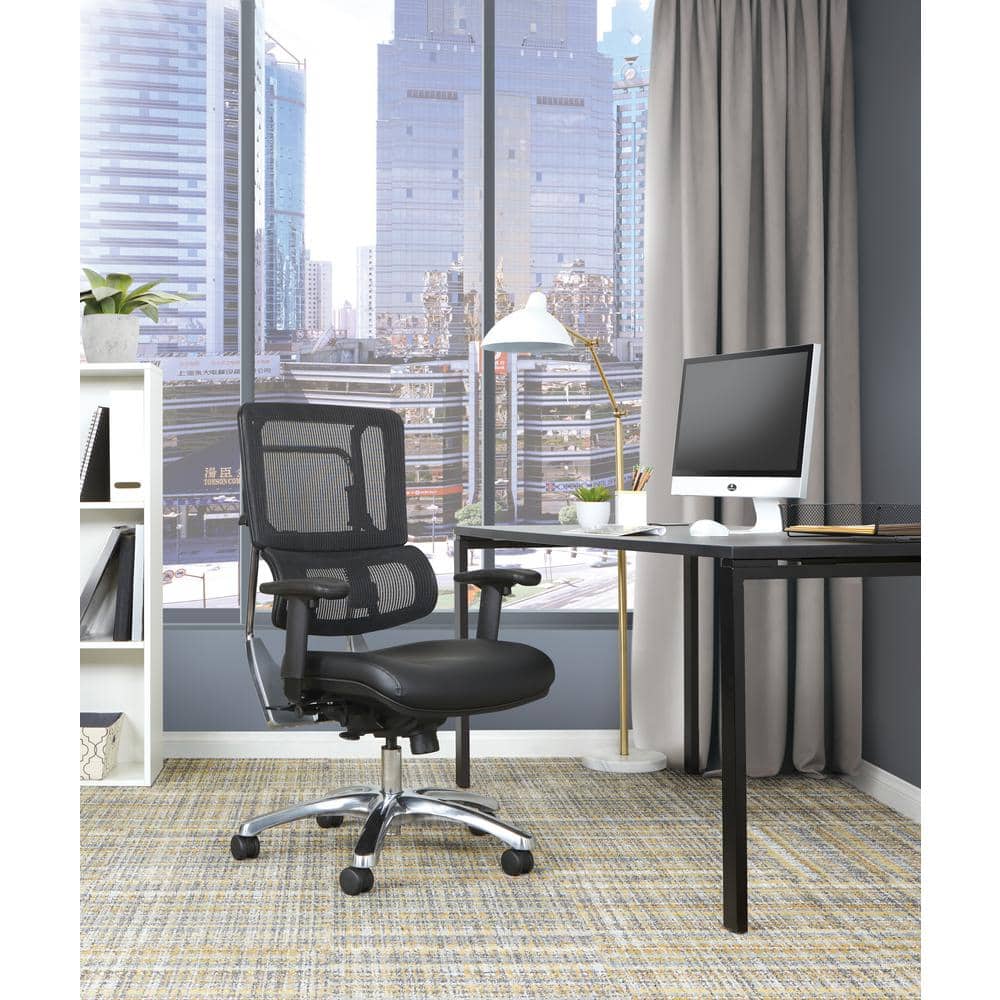 Office Star Products Black Mesh Back and Vinyl Seat Vertical
