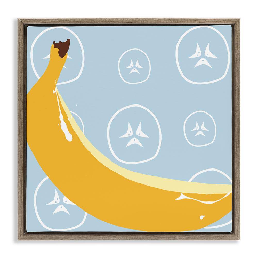 Bright Banana Fruit by Daniela Santiago Brown Floater Frame Food Graphic Art Print 25 in. x 25 in. price history on PriceWatchPro