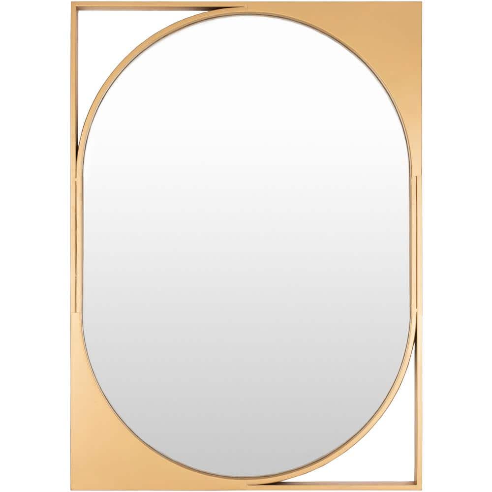 Bauhaus Full Length Rectangular Wood & Gold Mirror 26" x 36"