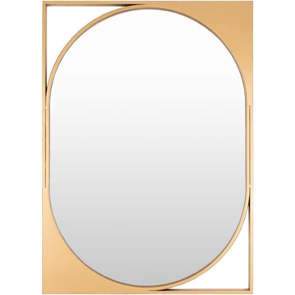 Livabliss Oisin 36 in. H x 26 in. W Gold Framed Decorative Mirror
