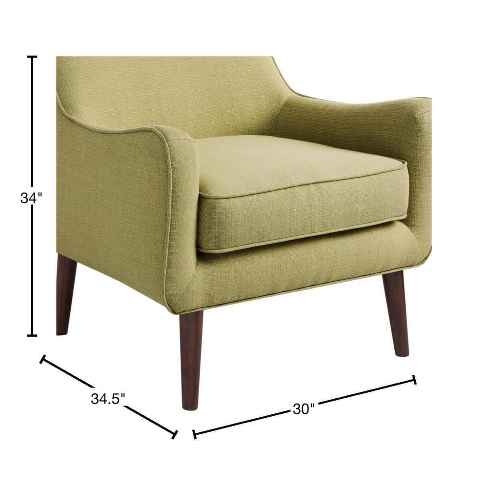 Mid-Century Modern Green Upholstered Accent Chair with Wood Legs