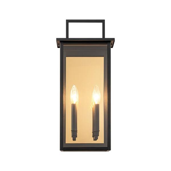 Rennnsan Madison 2-Light Black Hardwired Lantern Outdoor Wall