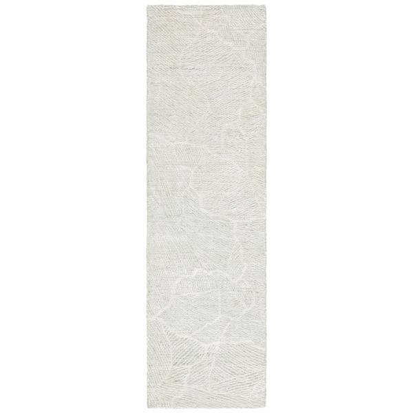 Metro Sage/Ivory 2 ft. x 8 ft. Solid Color Abstract Runner Rug