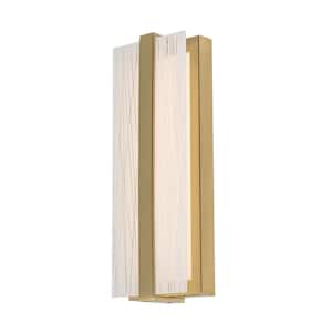 Gallery 14 in. 1-Light Satin Brass LED Wall Sconce