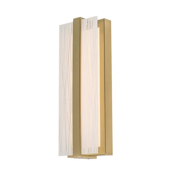 Gallery 14 in. 1-Light Satin Brass LED Wall Sconce