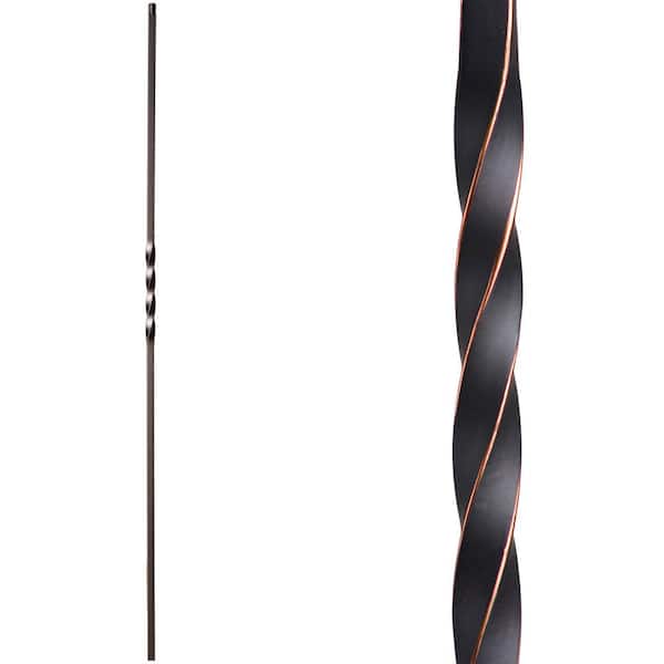 HOUSE OF FORGINGS Twist and Basket 44 in. x 0.5 in. Oil Rubbed Copper Single Twist Solid Wrought Iron Baluster